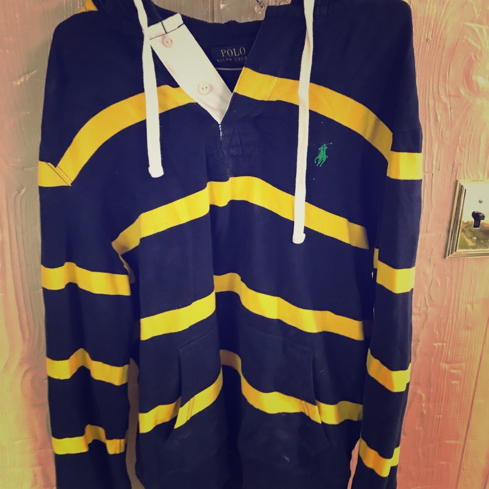 Polo Ralph Lauren Rugby Hoodie Blue/Yellow Large